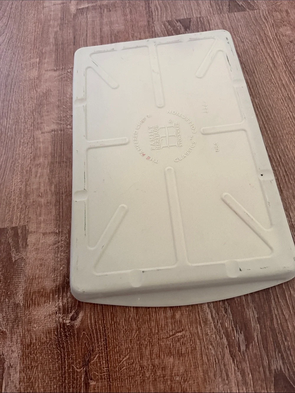 The Pampered Chef Cream Ceramic  Pan with Embossed Logo